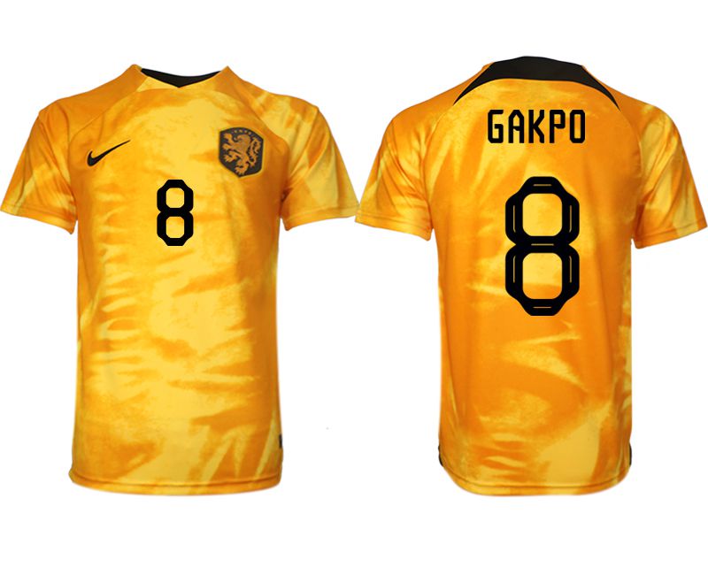 Cheap Men 2022 World Cup National Team Netherlands home aaa version yellow 8 Soccer Jersey